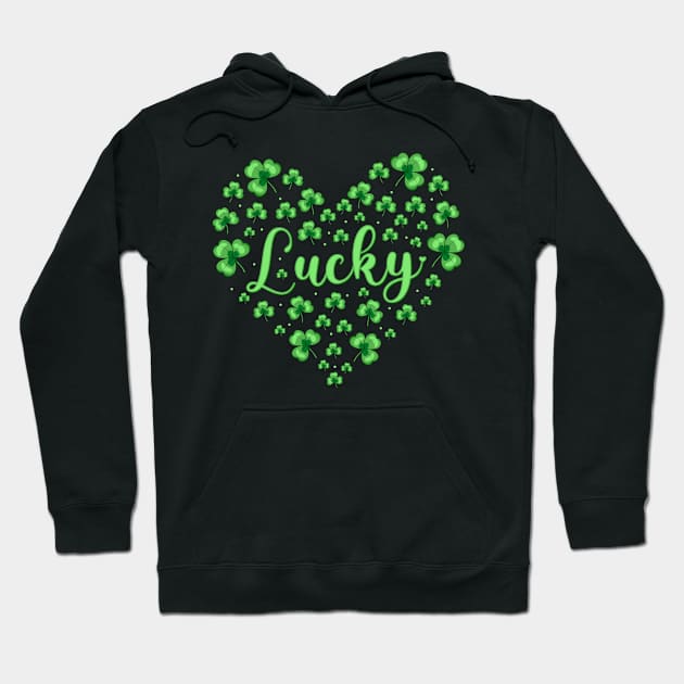 St Patrick Lucky Shamrock In Heart Shape Hoodie by silentboy